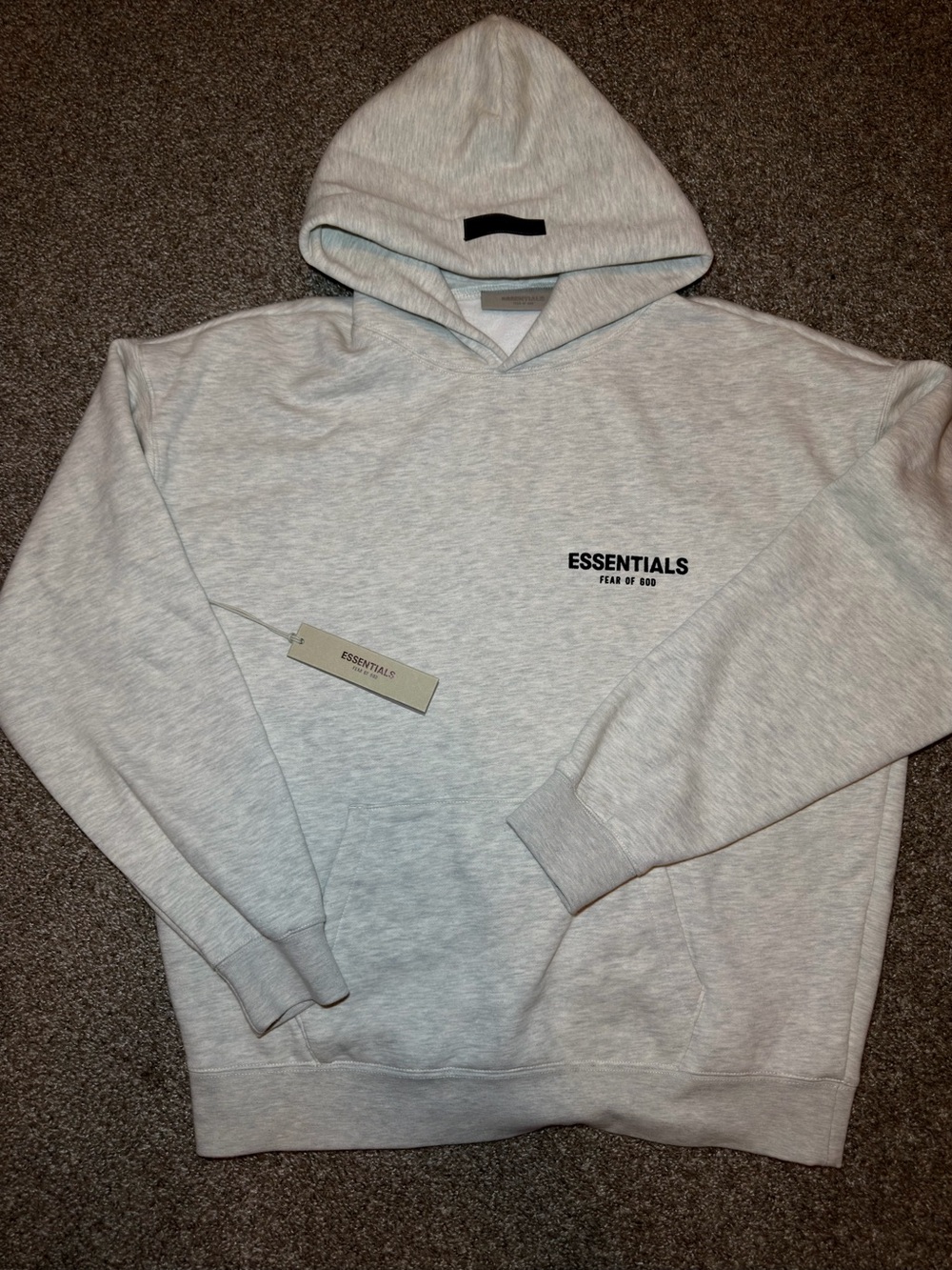 Essentials Light Heather Gray Pullover Hoodie with Chest Logo